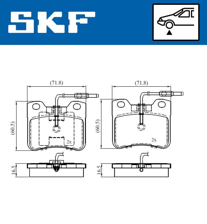 Jeu de 4 plaquettes de frein SKF ref. VKBP 81054 E